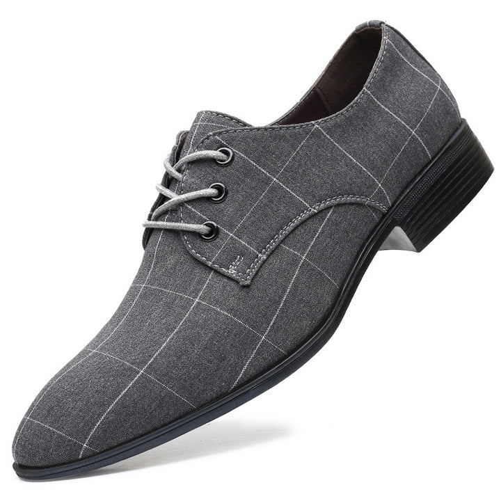 Herren Eleganter kariert-musterierter Derby-Halbschuh mit schmaler Spitzform Drune