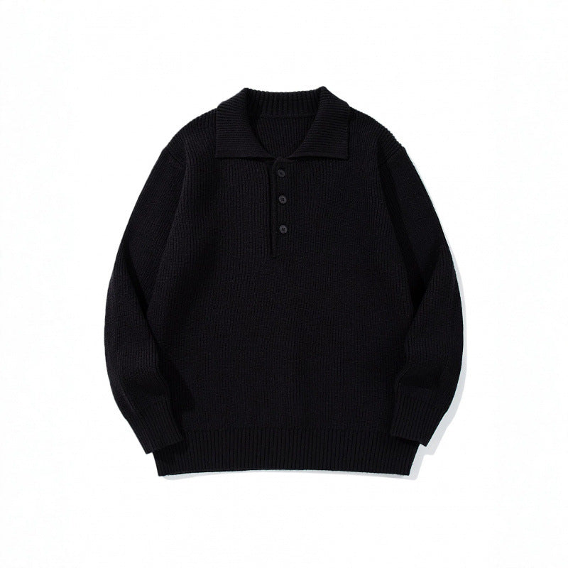 Herren Feinstrick-Polo-Pullover mit Hemdkragen, Knopfleiste und geripptem Saum Drune
