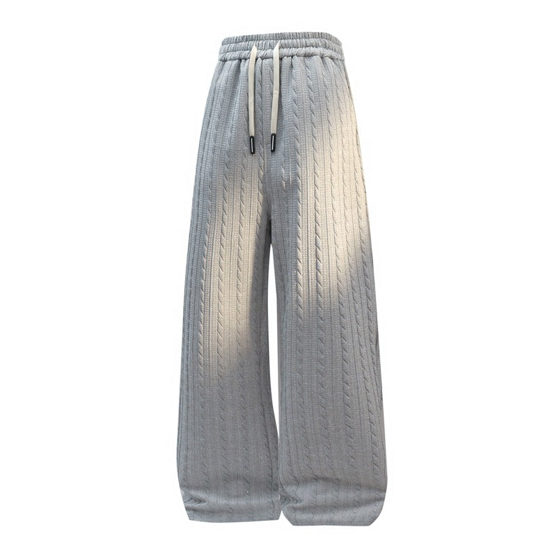 Damen Weite Strick-Loungehose mit Zopfmuster, Kordelbund & Relaxed-Silhouette Drune