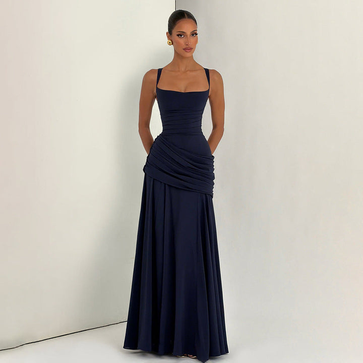 Damen Elegantes Abendkleid mit Off-Shoulder-Design und Fließendem Cape Drune