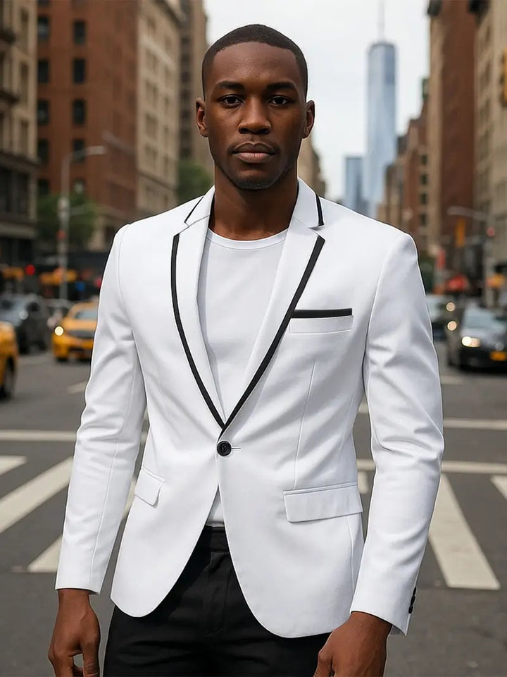 Herren nan einreihiges Slim-Fit Sakko mit kontrastierendem Reversbesatz und Pattentaschen Drune