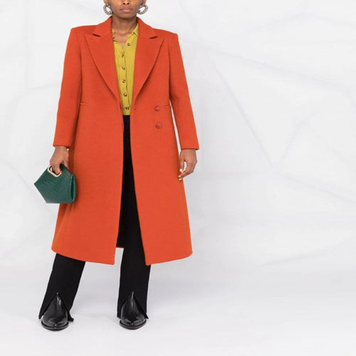 Damen Maxilanger Wollmix-Longcoat mit schlanker Nahtführung und verdeckten Eingrifftaschen Drune