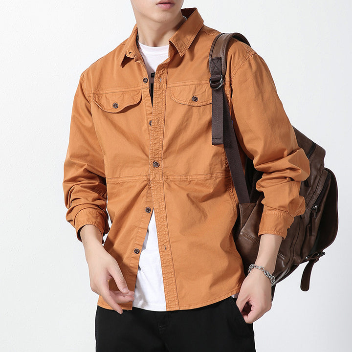 Herren Overshirt aus Baumwoll-Twill mit Brustklappen und entspanntem Regular-Fit Drune