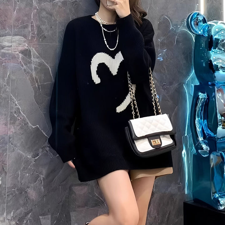 Damen Oversized Pullover mit strukturiertem Zopfmuster Drune