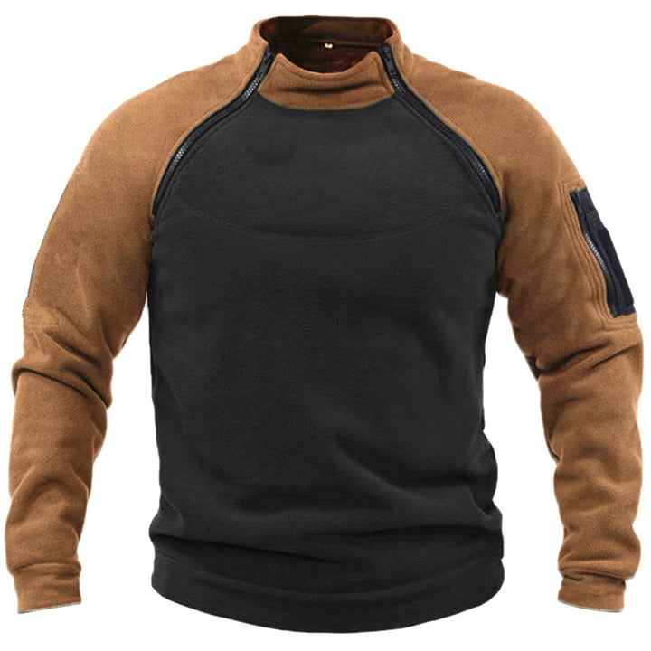 Herren Fleece-Pullover mit hohem Kragen und funktionalen Taschen Drune