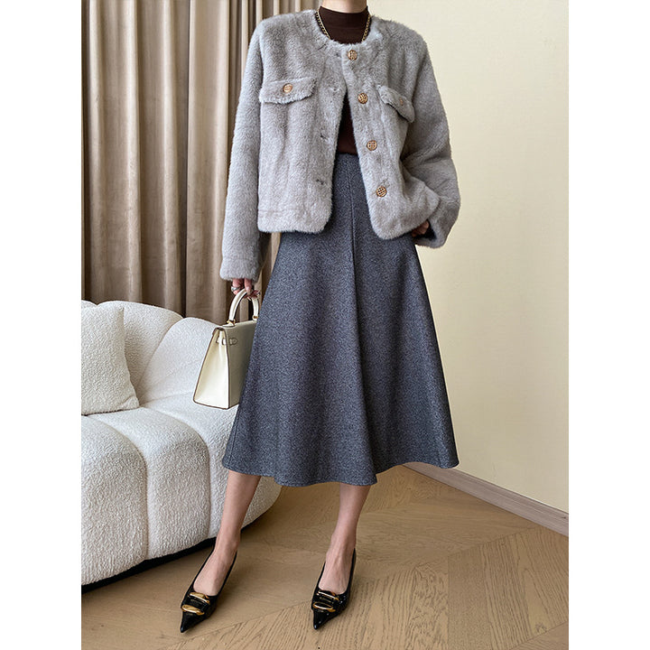 Damen weiche Teddyjacke mit dekorativen Knopfdetails und praktischen Taschen Drune