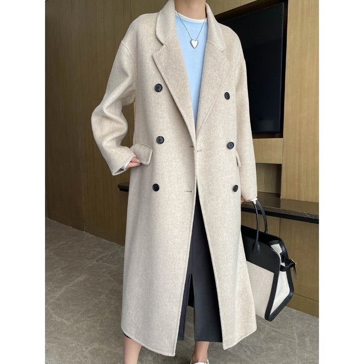 Damen eleganter doppelreihiger Wollmantel im oversized Schnitt Drune