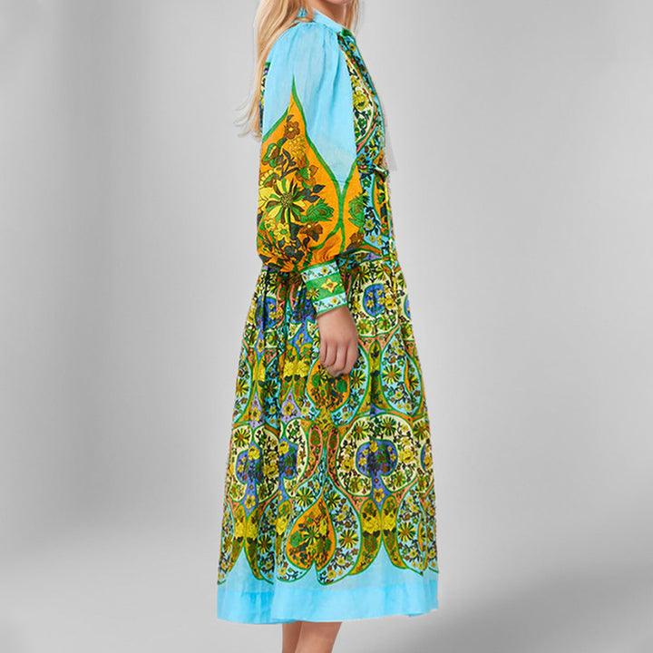 Damen Longshirt-Kleid mit voluminösen Ärmeln und farbenfrohem Paisley-Muster Drune