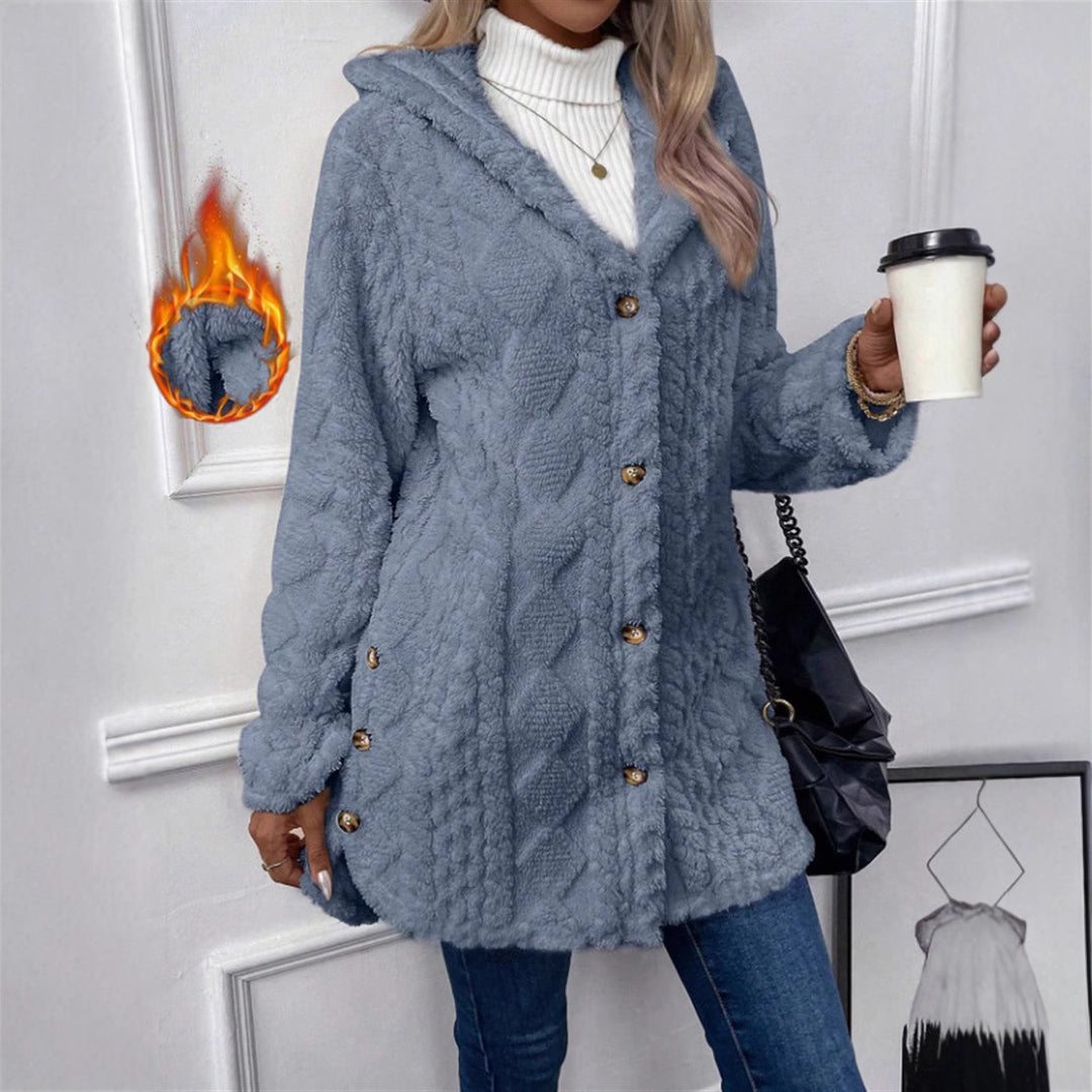 Damen Kuschelige Teddyjacke mit Knopfverschluss Drune