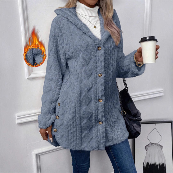 Damen Kuschelige Teddyjacke mit Knopfverschluss Drune