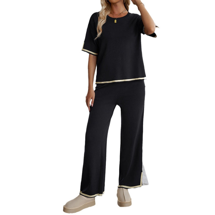 Damen Lässiges Zweiteiliges Set mit Weitem Schnitt und Goldakzenten Drune