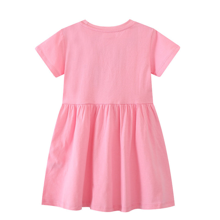 Mädchen Kurzarm Kleid mit bezauberndem Einhorn-Design Drune