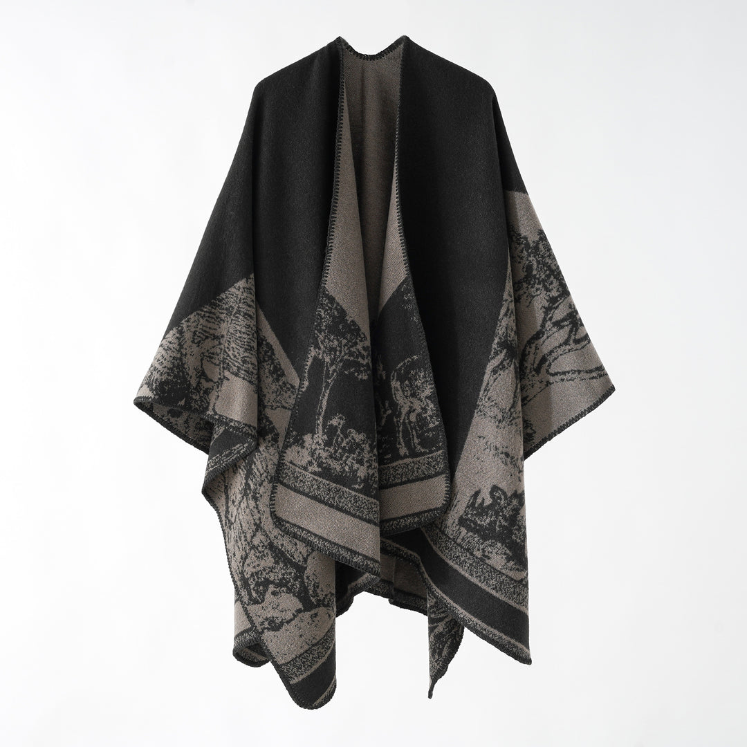 Damen Jacquard-Wollmix-Überwurf mit offenem Kimono-Fall und weichem Griff Drune
