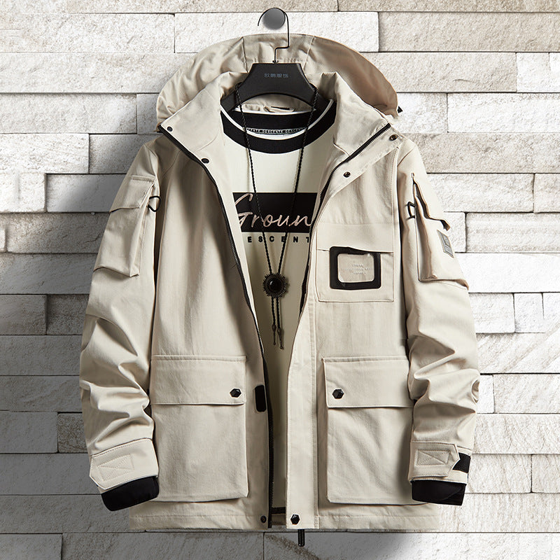 Herren Urbaner Tech-Parka mit Kapuze, Multifunktionstaschen und Thermoisolierung Drune