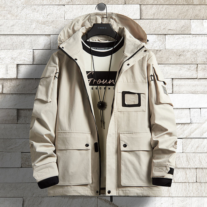 Herren Urbaner Tech-Parka mit Kapuze, Multifunktionstaschen und Thermoisolierung Drune