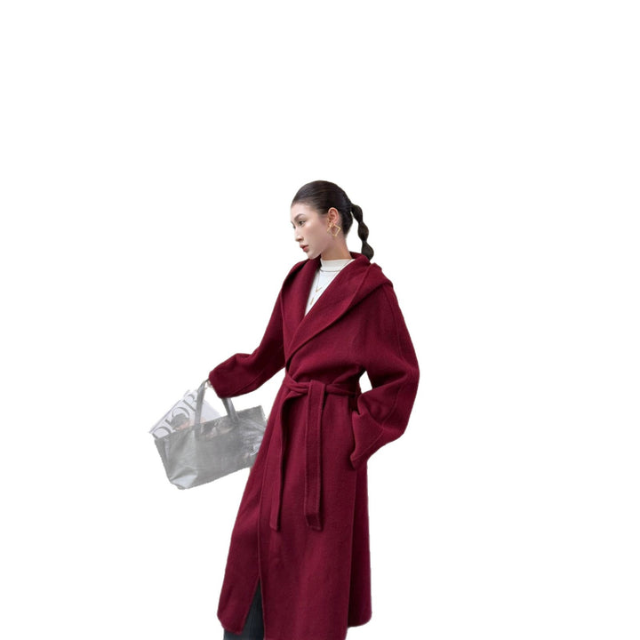 Damen Oversize Wollmantel mit Schalkragen und verdeckter Knopfleiste Drune
