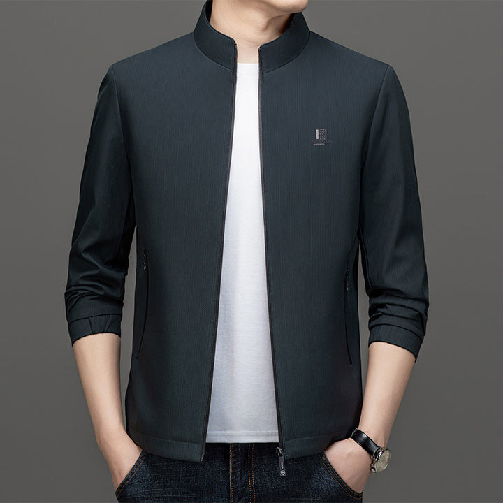 Herren Leichte Utility-Jacke mit hohem Kragen Drune