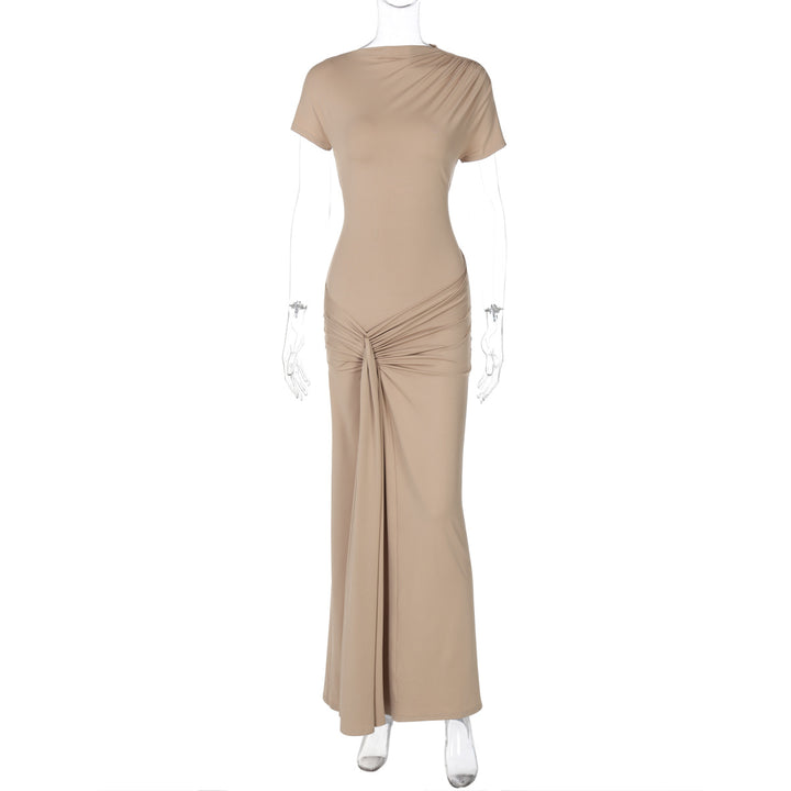 Damen Elegantes Maxikleid mit Drapierung und asymmetrischem Saum Drune