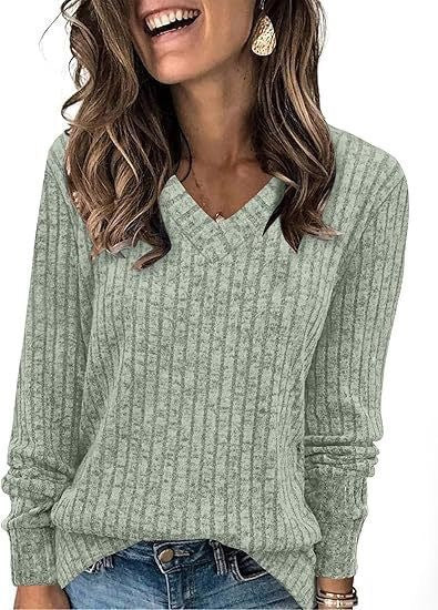Damen Strickpullover mit V-Ausschnitt und strukturiertem Rippendesign Drune