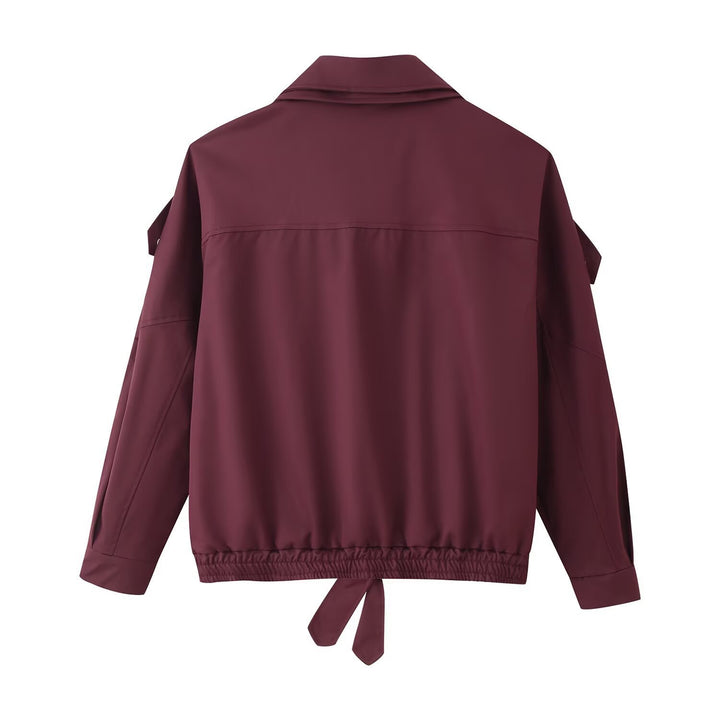 Damen sportliche Übergangsjacke mit modischem Kragen und elastischem Bund Drune