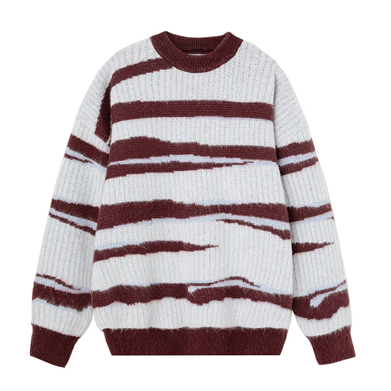 Unisex Grobstrickpullover mit Wellenintarsie und Rippenstruktur Drune