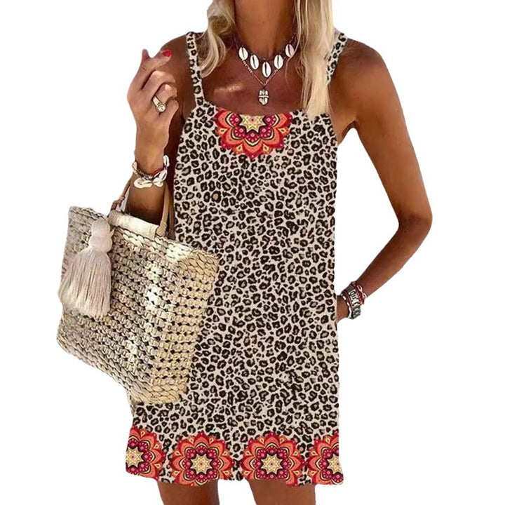 Damen Sommerliches Kleid mit leopardenmotiv und floralem Saum Drune