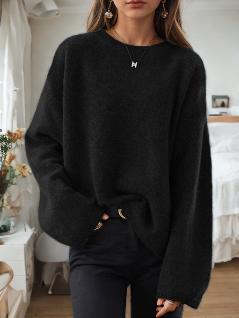 Damen Bequemer Strickpullover mit lässigem Schnitt und weitem Arm Drune