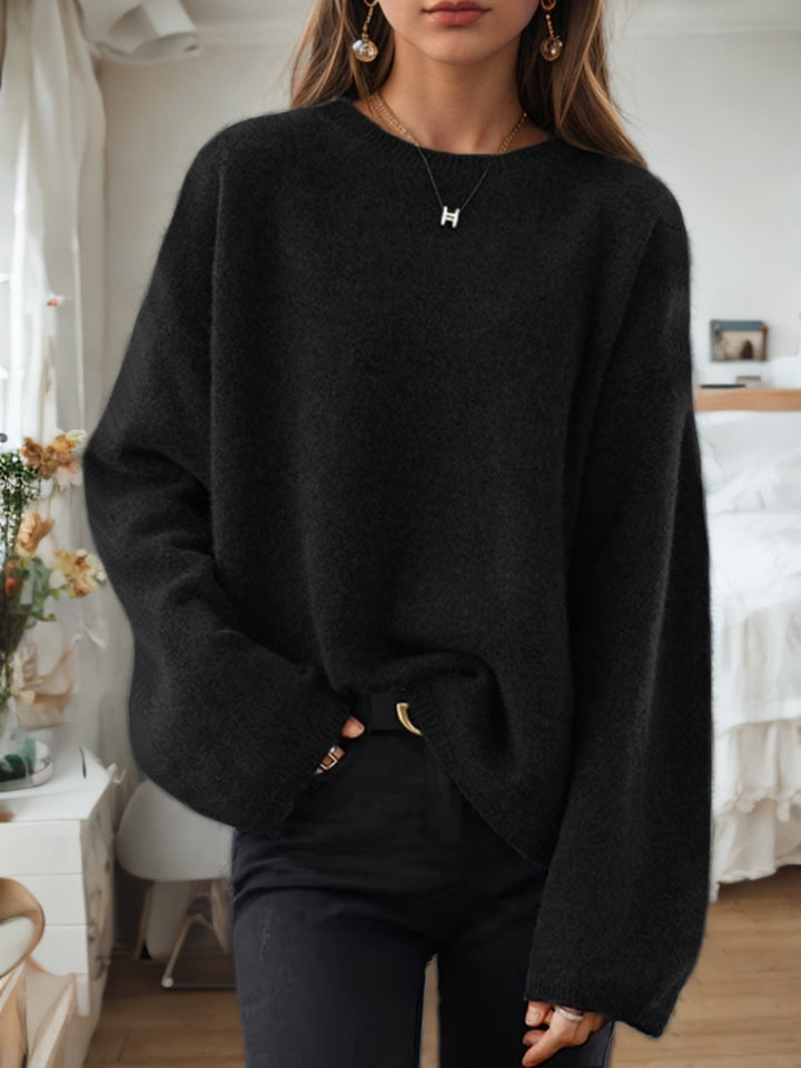 Damen Bequemer Strickpullover mit lässigem Schnitt und weitem Arm Drune