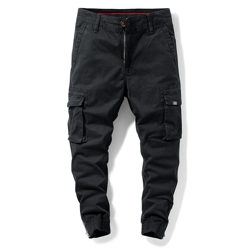 Herren Cargo-Jogginghose mit elastischem Saum, verstärkten Klappentaschen und Canvas‑Optik Drune