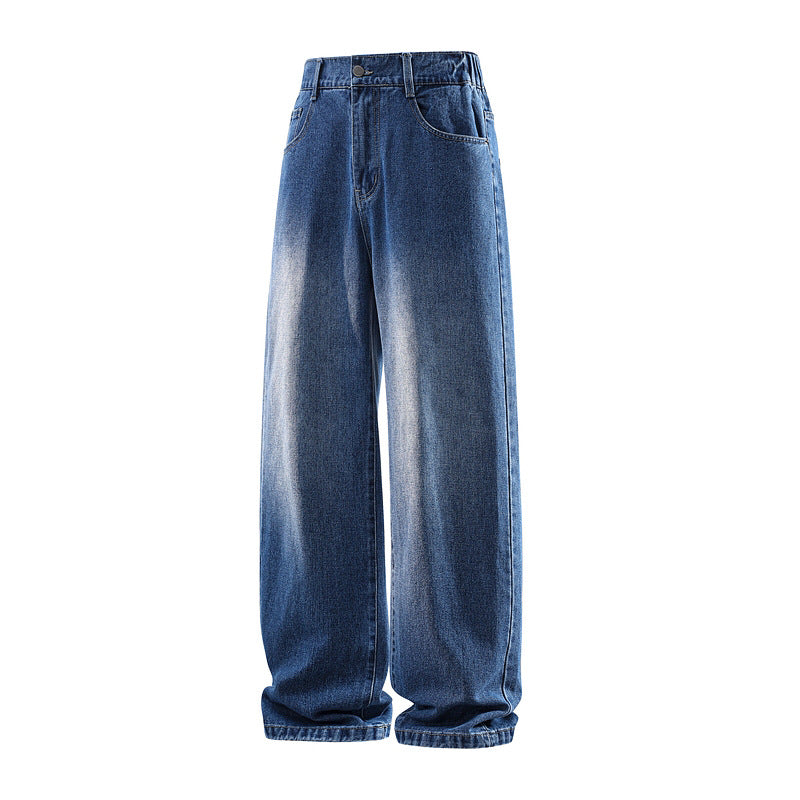 Damen Weite High‑Waist Baggy‑Jeans mit elastischem Bund und Used‑Look Drune