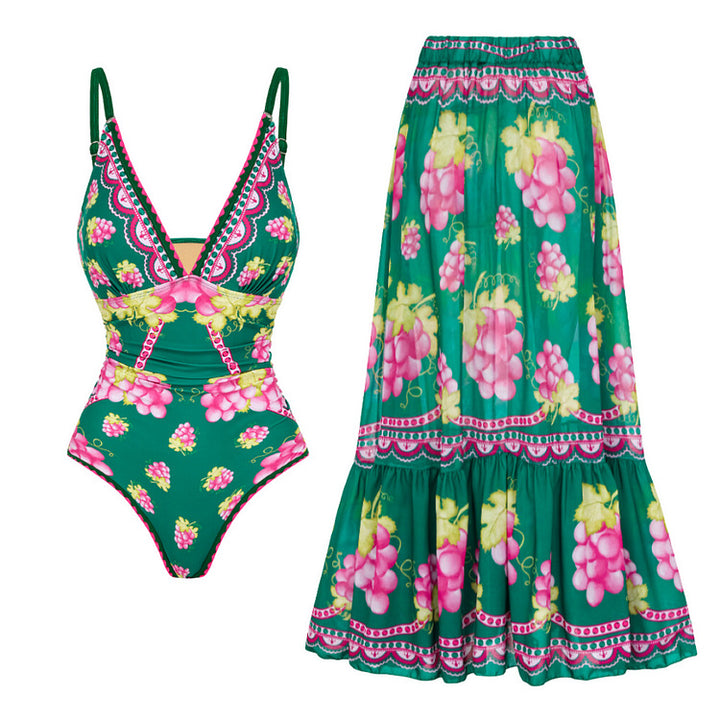 Damen Stylish Elegantes Badeanzug- und Rockset Drune