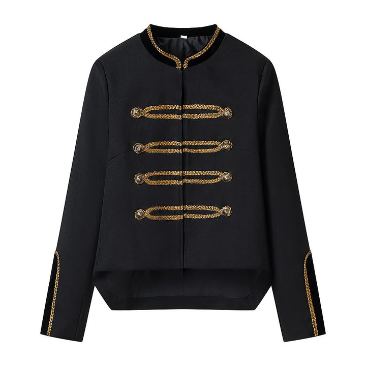 Damen nan militärisch inspirierte Kurzjacke mit Zierkordeln und Stehkragen Drune
