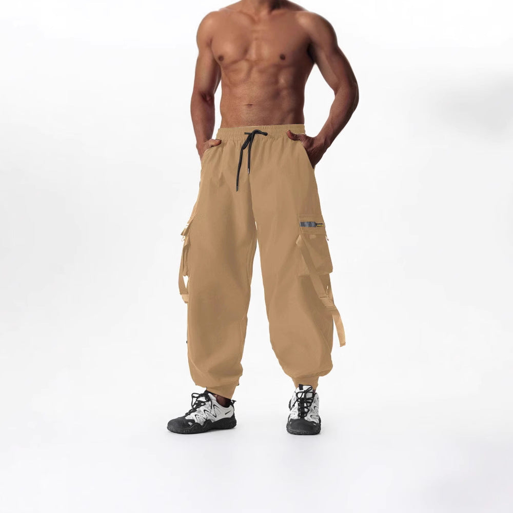 Herren Utility-Cargo-Jogginghose mit Tunnelzug, Beinschnallen & Mehrfachtaschen Drune