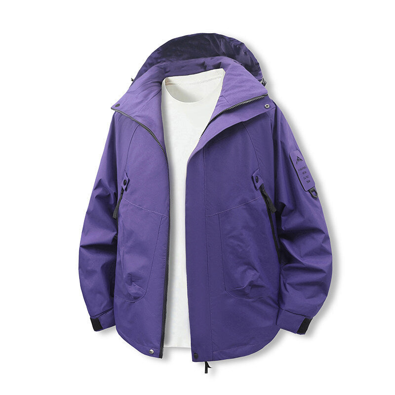 Herren funktionale und wasserabweisende Outdoor-Jacke mit verstellbarem Kapuzenkragen Drune
