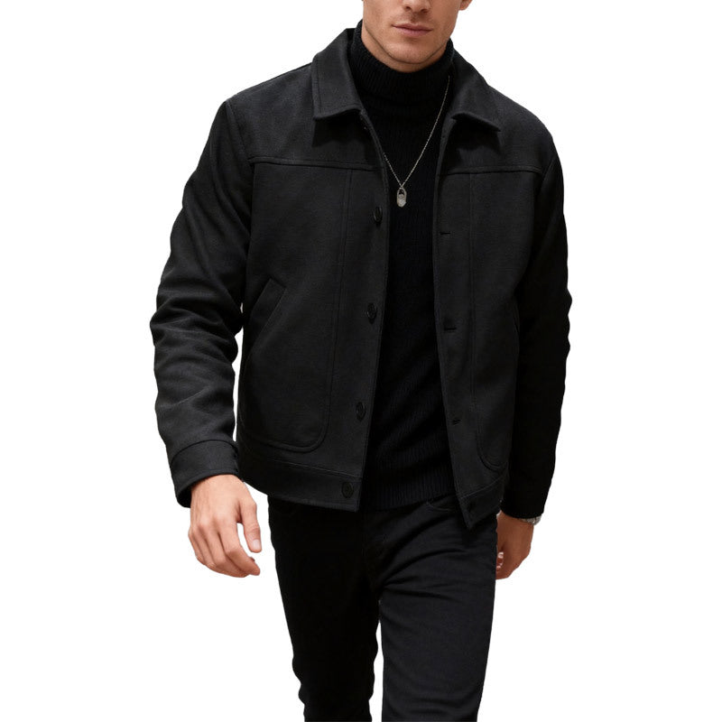 Herren nan moderner Trucker-Overshirt aus Velourslederimitat mit Ziernähten und aufgesetzten Taschen Drune