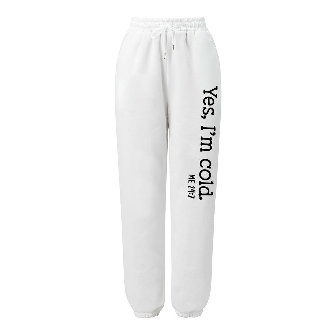 Damen nan weite Jogginghose hochgeschnitten mit seitlichem Statementprint und elastischem Bund Drune