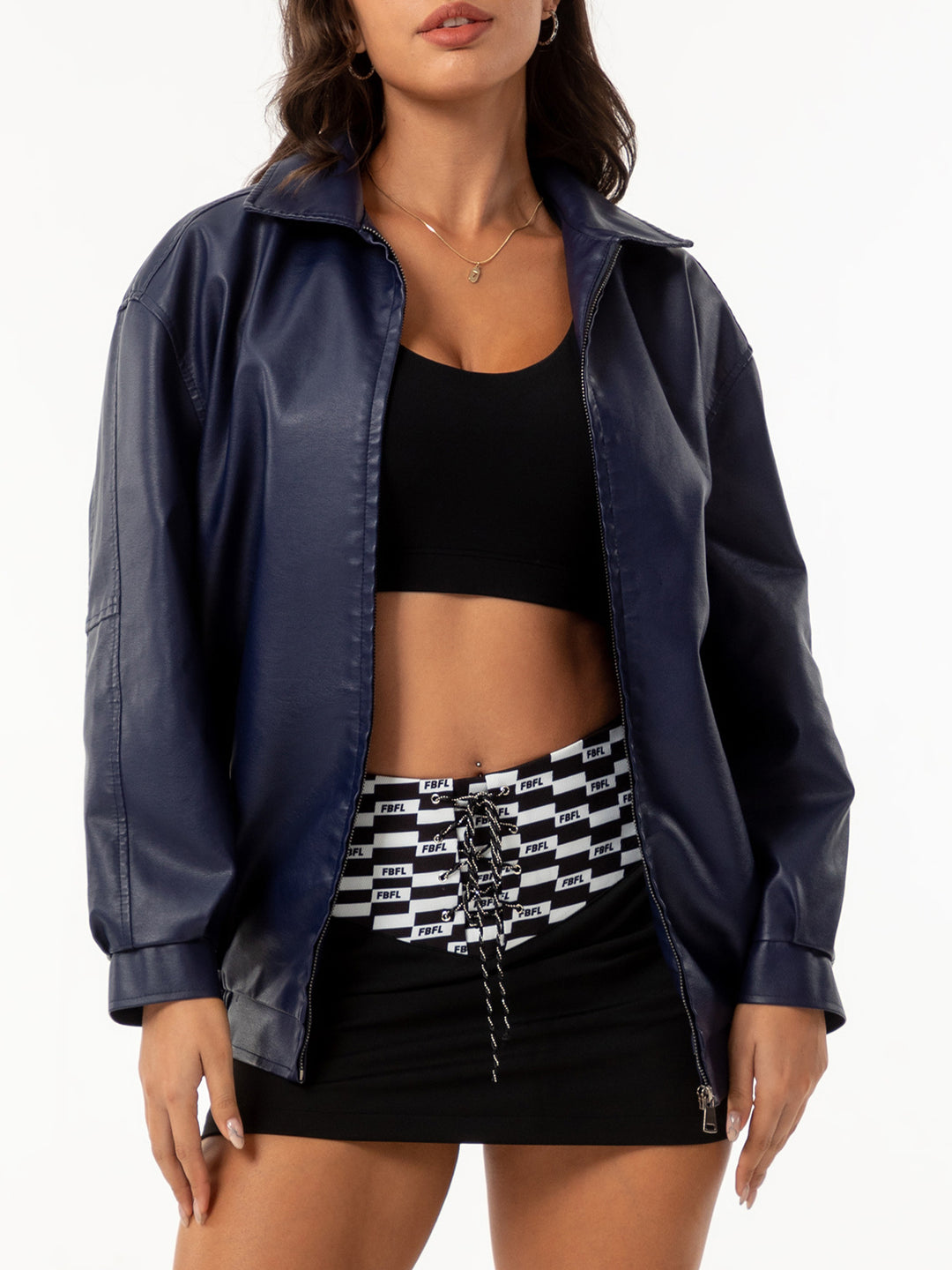 Damen nan leichte Satin Bomberjacke mit Reißverschluss und lockerer Passform Drune