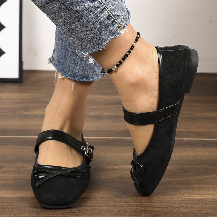 Damen nan Ballerinas mit Leopardenmuster, verstellbarem Mary-Jane-Riemen und dekorativer Schleife Drune