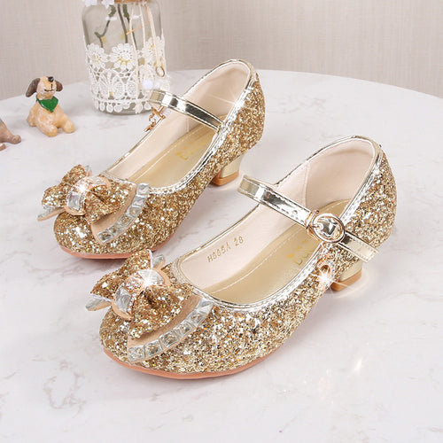 Mädchen Elegante Glitzer Ballerinas mit dekorativer Schleifen- und Strassapplikation Drune