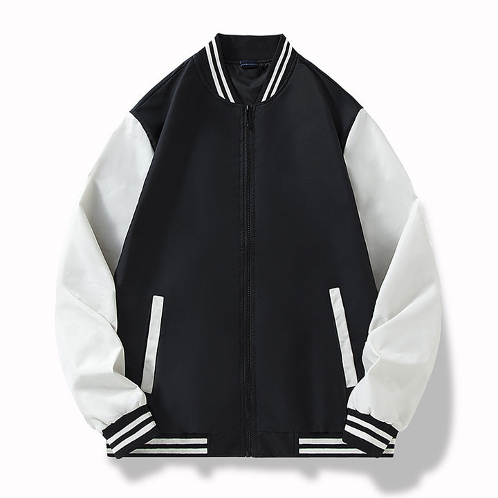 Herren College-Bomberjacke im Varsity-Stil mit kontrastierenden Ärmeln und gerippten Saumbündchen Drune