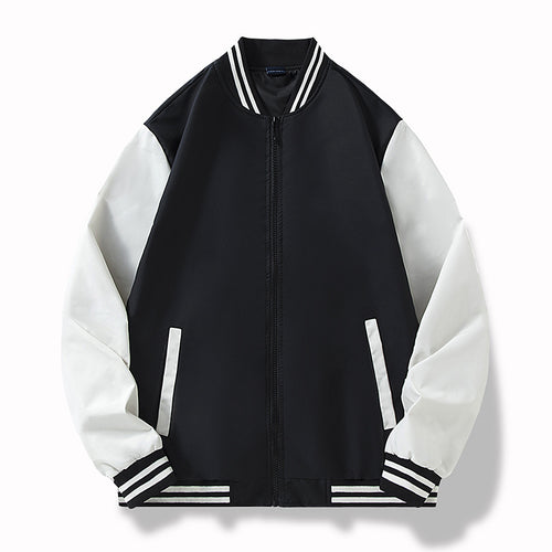 Herren College-Bomberjacke im Varsity-Stil mit kontrastierenden Ärmeln und gerippten Saumbündchen Drune