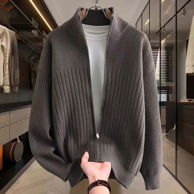 Herren Elegante Strickjacke mit hohem Kragen Drune