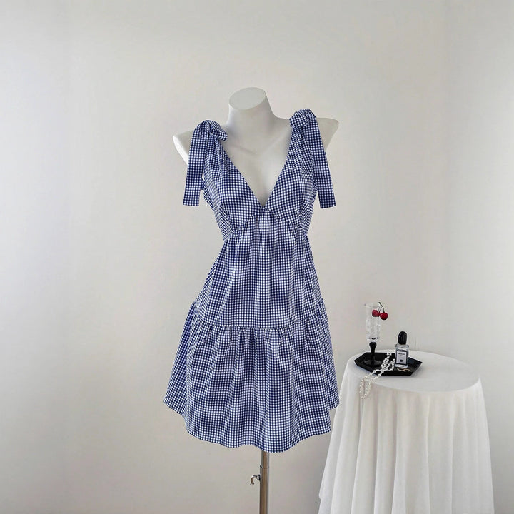 Damen Sommerkleid mit Rüschendetails und verstellbaren Trägern Drune
