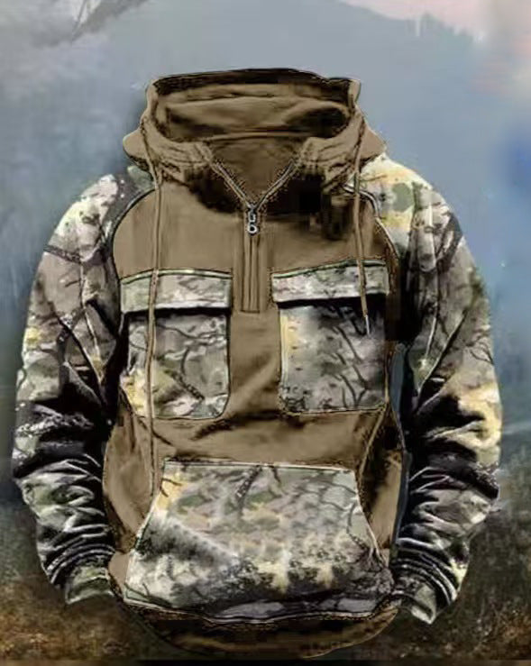 Herren Camouflage Funktionskapuzenpullover Drune