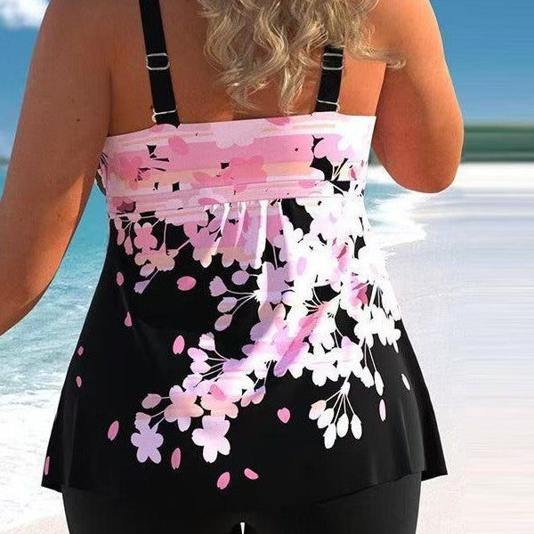 Damen Bade-Set mit floralem Oberteil und Shorts Drune