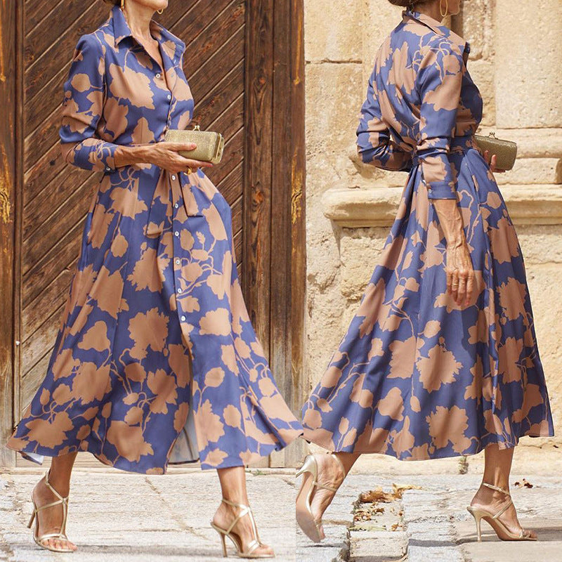 Damen Hemdblusenkleid mit floralem Muster und modernem Schnitt Drune