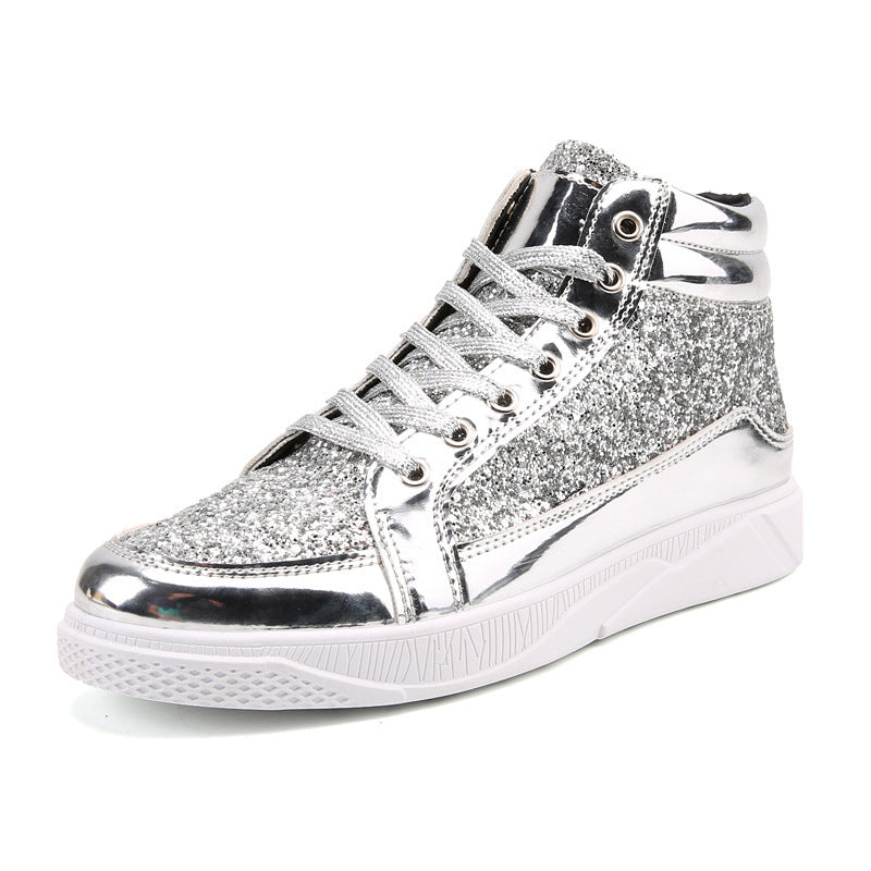Damen Hochglänzende Sneaker mit glitzerndem Obermaterial und rutschfester Sohle Drune