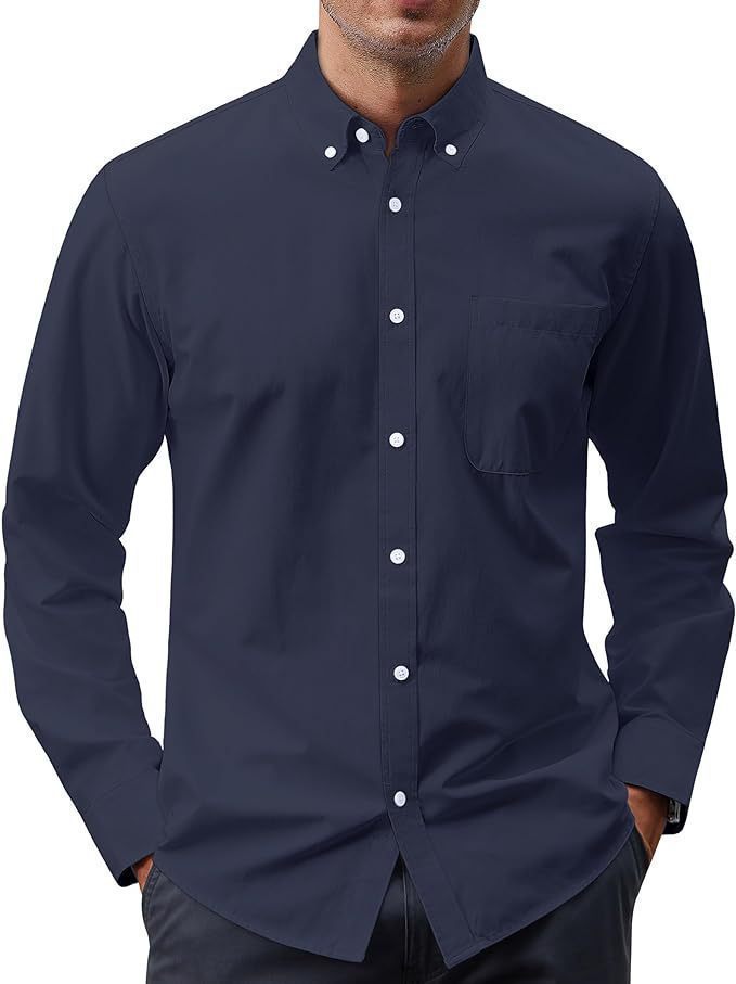 Herren nan Slim-Fit Oxford-Hemd mit Button-Down-Kragen, Brusttasche und elastischer Baumwollmischung Drune