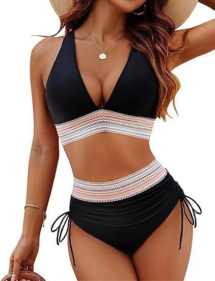 Damen Hochtailliertes Bikini-Set mit verstellbaren Trägern Drune