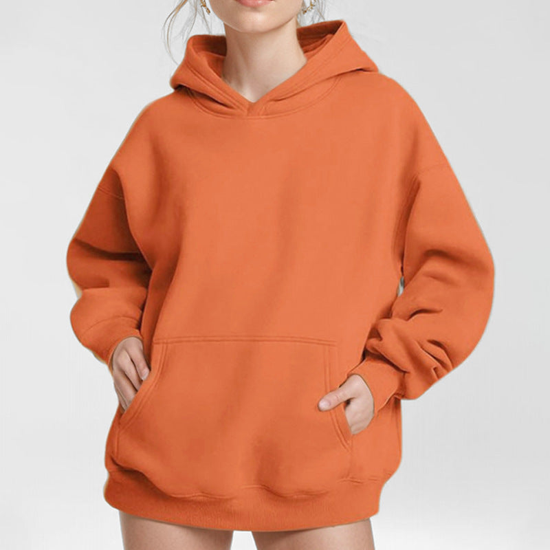 Damen nan extralanges Oversize Kapuzen-Sweatshirt mit Kängurutasche, weichem Fleece-Innenfutter und überschnittener Schulter Drune